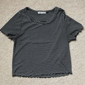 Black and White Striped Casual Shirt